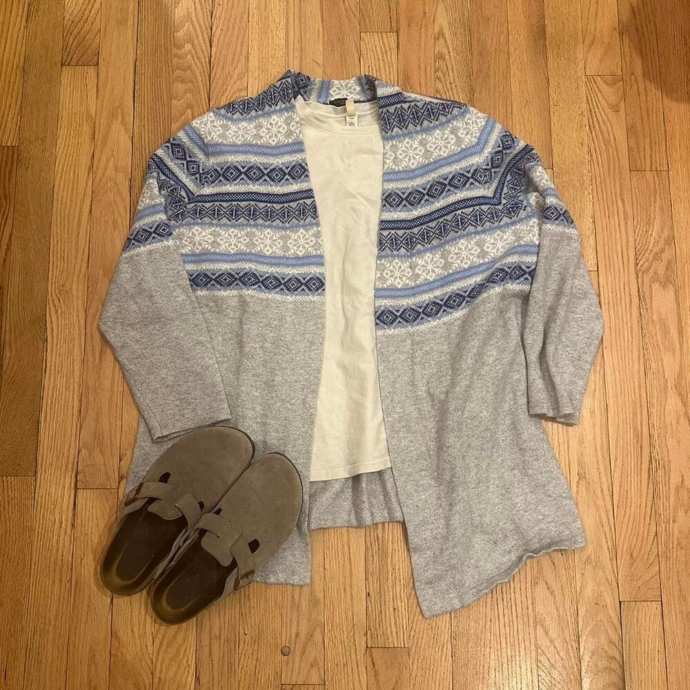 Talbots Women's Blue and Grey Cardigan